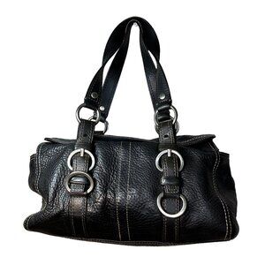 Coach Chelsea Black Pebbled Leather Satchel Vintage Handbag Large Bag